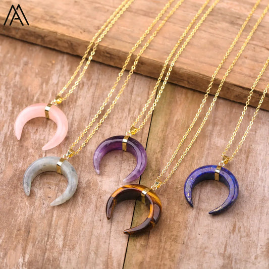 Moon Shape Natural Sone Necklace